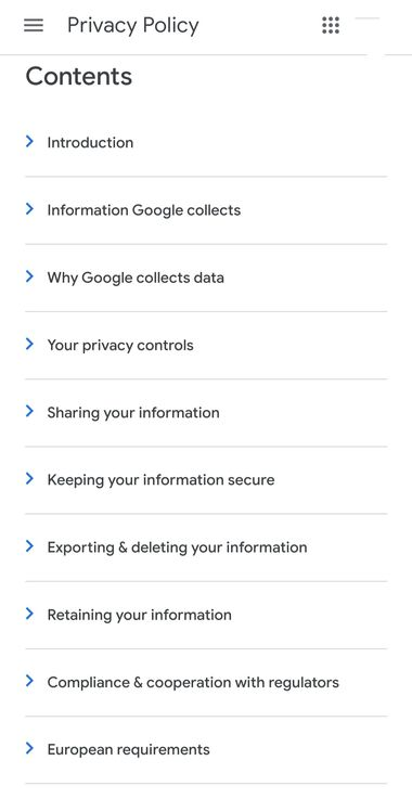 Google's Privacy Policy